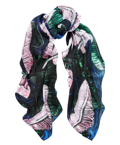 Banana Leaves Scarf - Blue