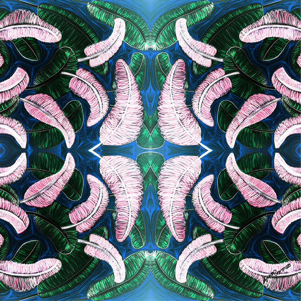 Banana Leaves Scarf - Blue