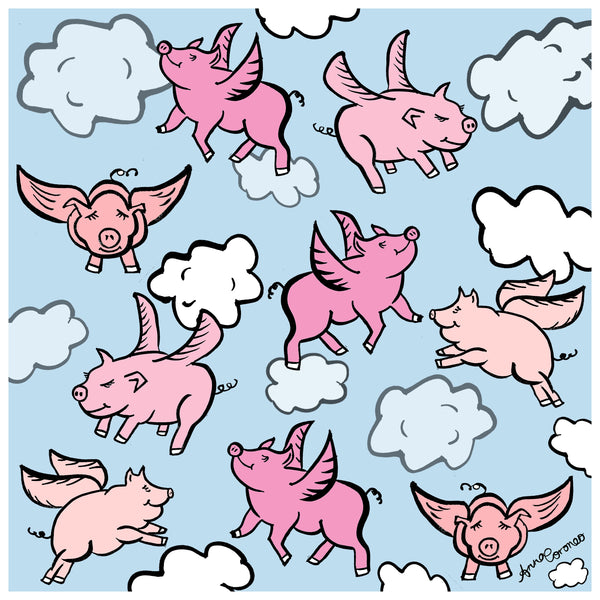 Flying Pigs Scarf - Blue