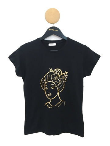 Geisha T-shirt Black with Gold Glitter