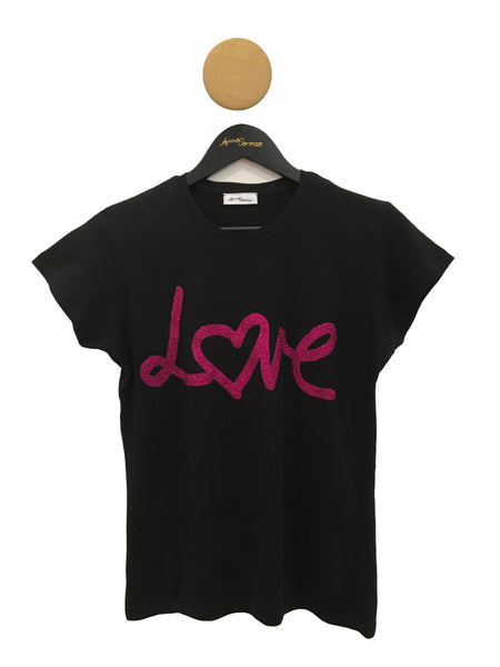 Love T-shirt Black with Pink Glitter
