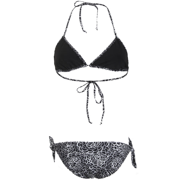 Camellia Black/White Triangle Bikini Set