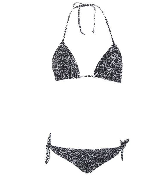 Camellia Black/White Triangle Bikini Set