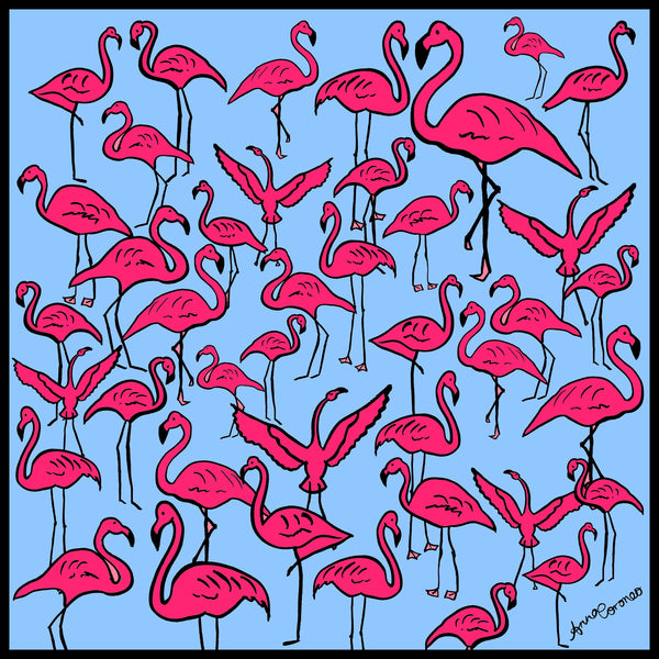 Flamingos Scarf - Blue