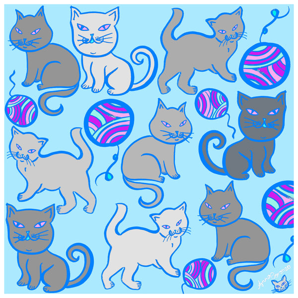 Kitty Cats Scarf - Blue